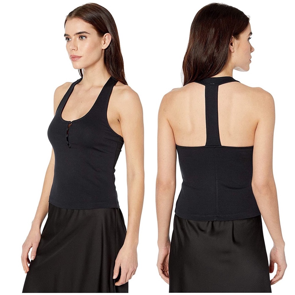 Free People Hang Out Cami Black tops
